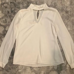 Keyhole Chiffon White Blouse